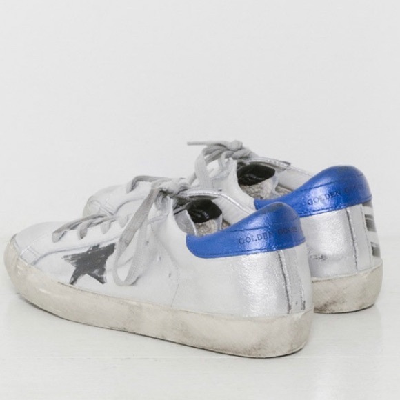 Golden Goose Shoes - Golden goose superstar sneaker silver flag